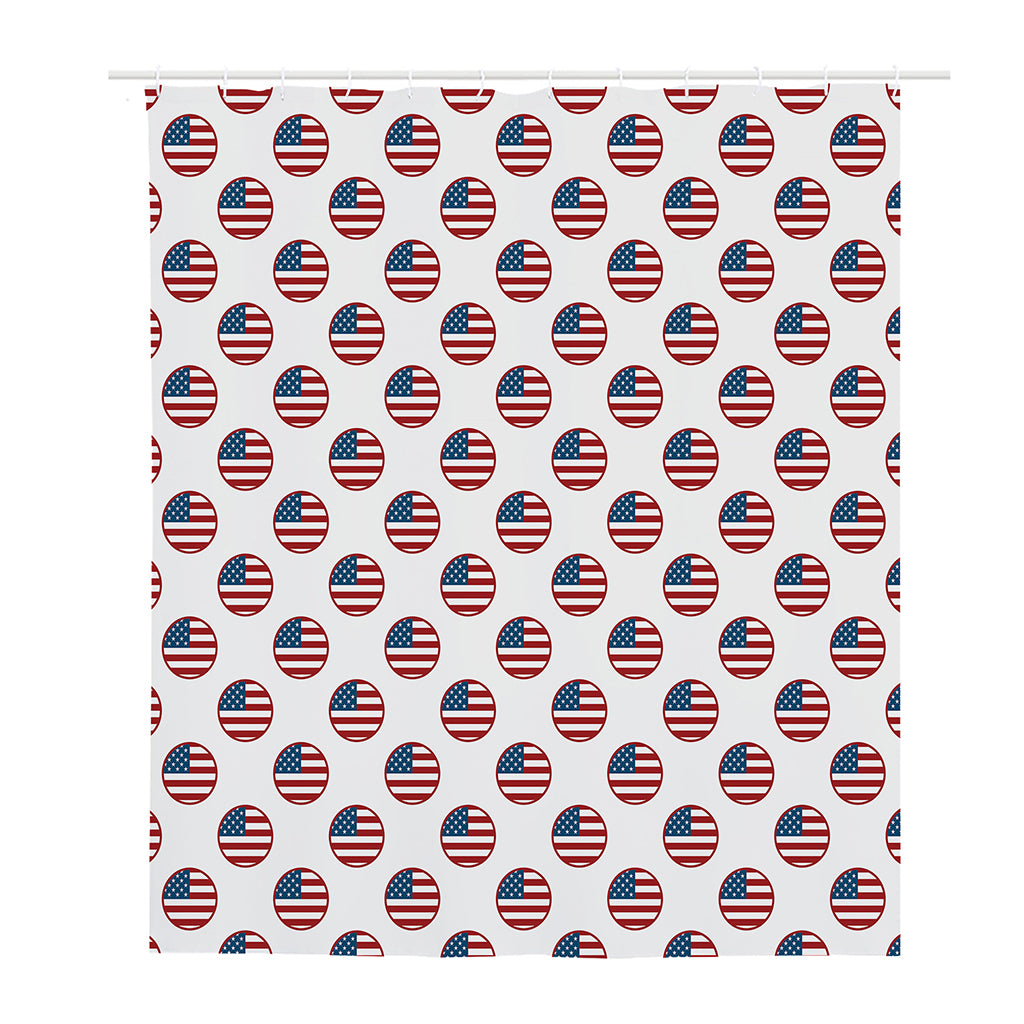 American Circle Flag Pattern Print Polyester Shower Curtain