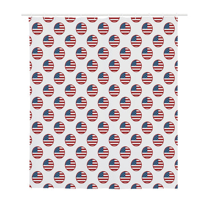 American Circle Flag Pattern Print Polyester Shower Curtain