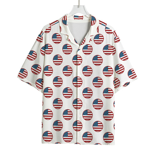 American Circle Flag Pattern Print Rayon Hawaiian Shirt