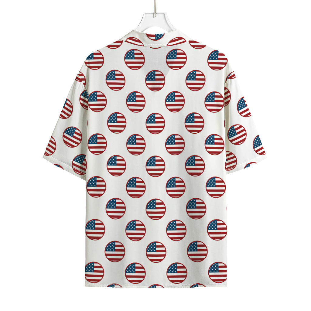 American Circle Flag Pattern Print Rayon Hawaiian Shirt