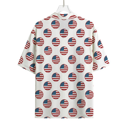American Circle Flag Pattern Print Rayon Hawaiian Shirt