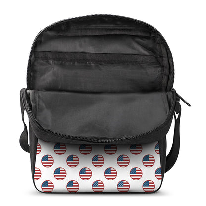 American Circle Flag Pattern Print Rectangular Crossbody Bag