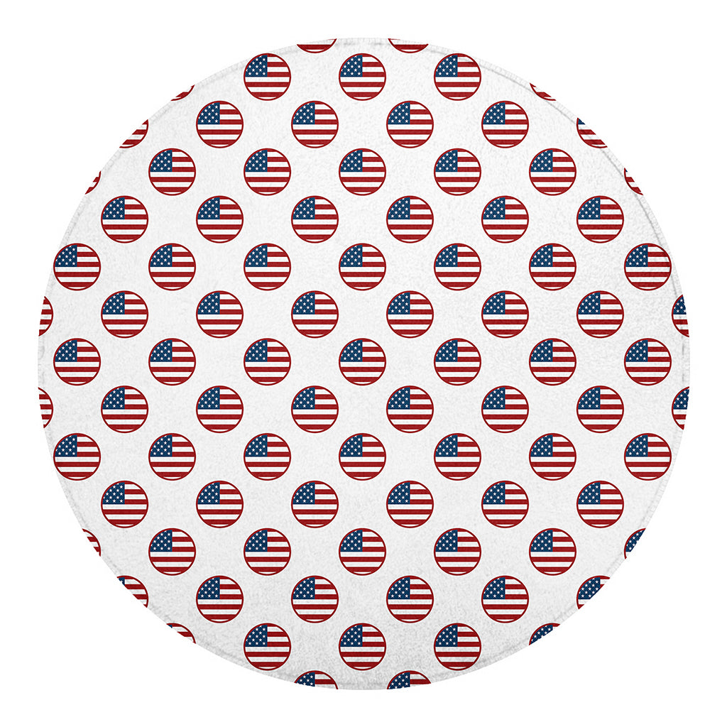 American Circle Flag Pattern Print Round Blanket
