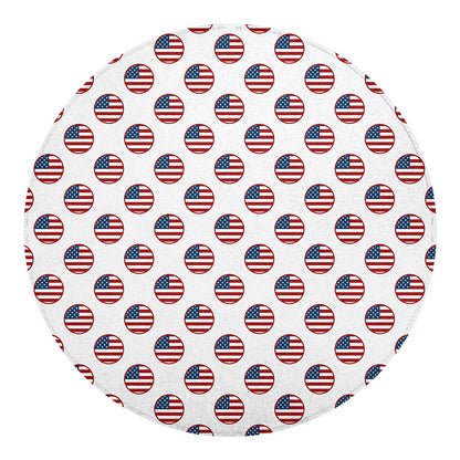 American Circle Flag Pattern Print Round Blanket