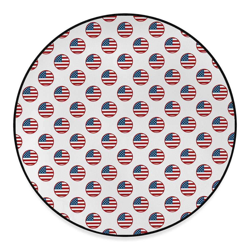 American Circle Flag Pattern Print Round Floor Mat