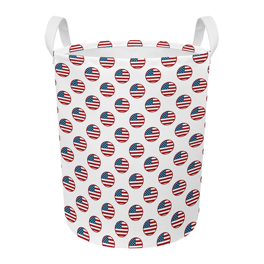 American Circle Flag Pattern Print Round Laundry Basket