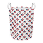American Circle Flag Pattern Print Round Laundry Basket