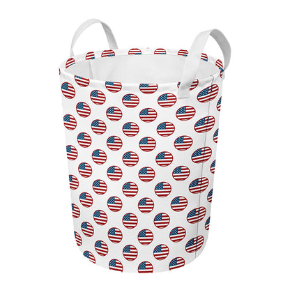 American Circle Flag Pattern Print Round Laundry Basket
