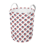 American Circle Flag Pattern Print Round Laundry Basket