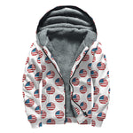 American Circle Flag Pattern Print Sherpa Lined Zip Up Hoodie