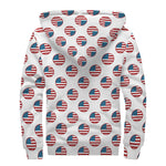 American Circle Flag Pattern Print Sherpa Lined Zip Up Hoodie