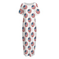 American Circle Flag Pattern Print Short Sleeve Long Nightdress