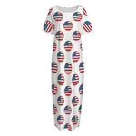 American Circle Flag Pattern Print Short Sleeve Long Nightdress