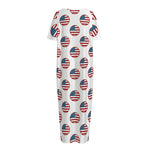 American Circle Flag Pattern Print Short Sleeve Long Nightdress