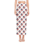 American Circle Flag Pattern Print Side Slit Maxi Skirt