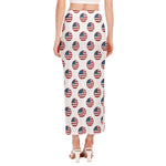 American Circle Flag Pattern Print Side Slit Maxi Skirt