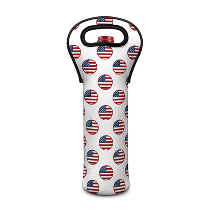 American Circle Flag Pattern Print Single Neoprene Wine Tote