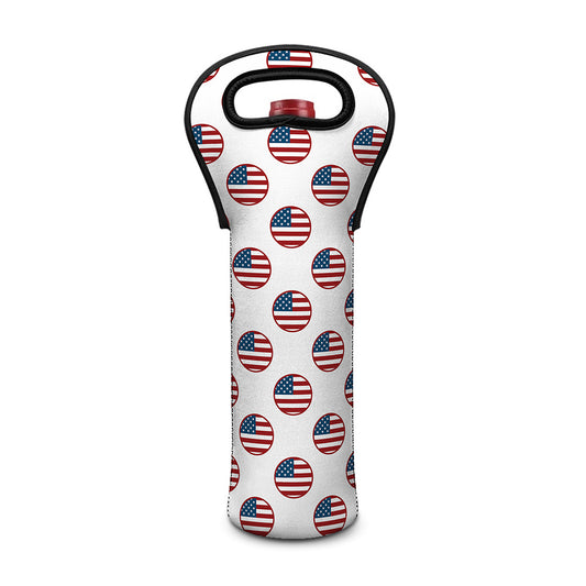 American Circle Flag Pattern Print Single Neoprene Wine Tote