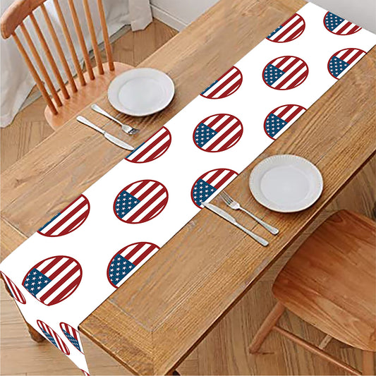 American Circle Flag Pattern Print Table Runner