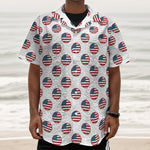 American Circle Flag Pattern Print Textured Short Sleeve Shirt