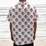 American Circle Flag Pattern Print Textured Short Sleeve Shirt