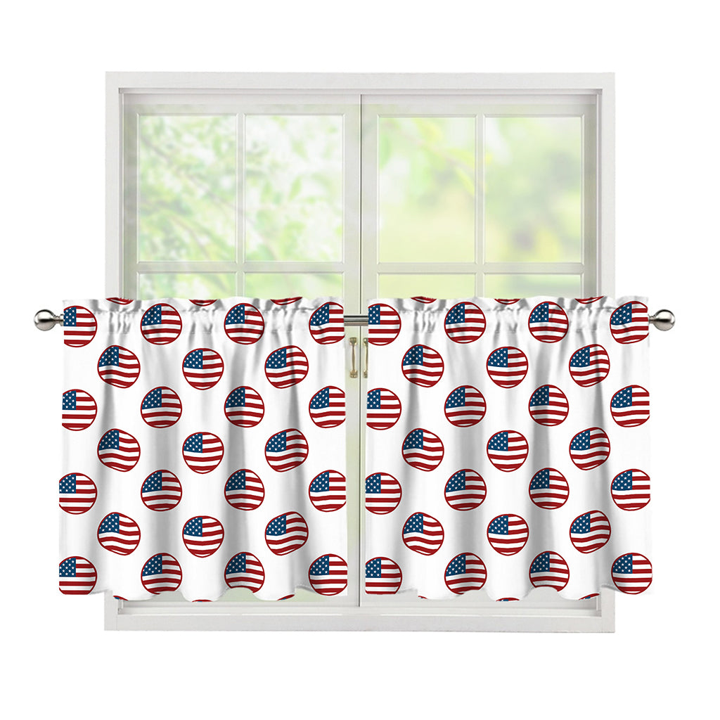 American Circle Flag Pattern Print Tier Curtains