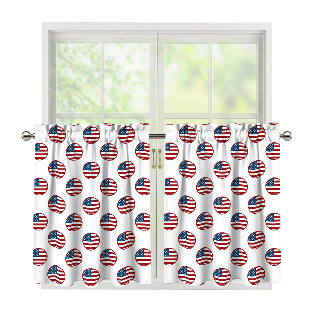 American Circle Flag Pattern Print Tier Curtains
