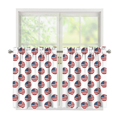 American Circle Flag Pattern Print Tier Curtains