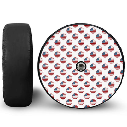 American Circle Flag Pattern Print Tire Cover With Camera Hole