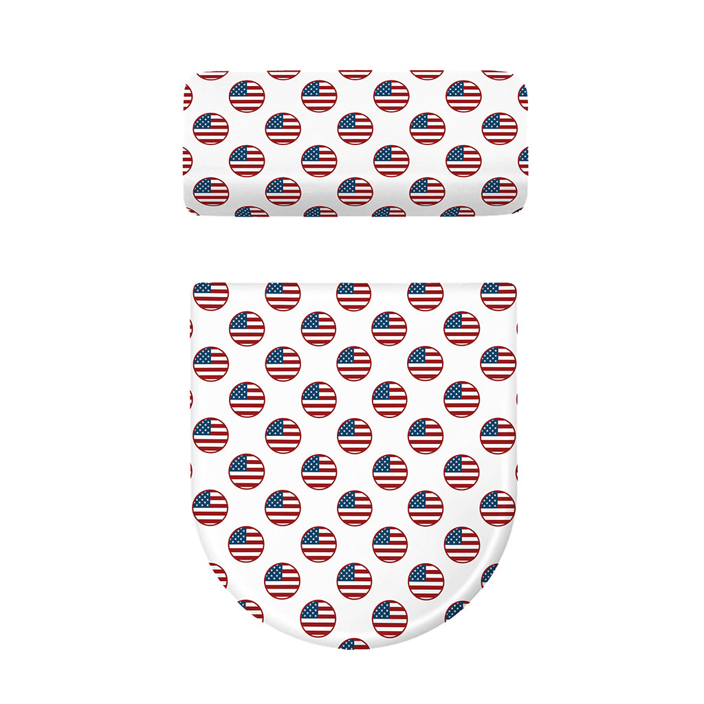 American Circle Flag Pattern Print Toilet Lid And Tank Cover Set