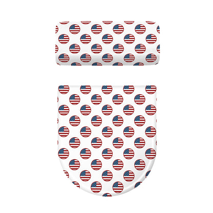 American Circle Flag Pattern Print Toilet Lid And Tank Cover Set