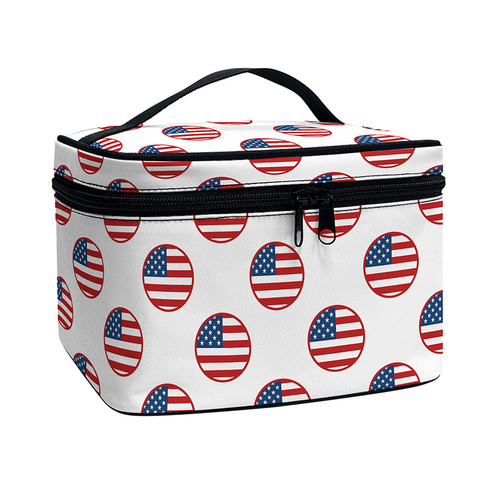 American Circle Flag Pattern Print Travel Makeup Bag