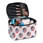 American Circle Flag Pattern Print Travel Makeup Bag
