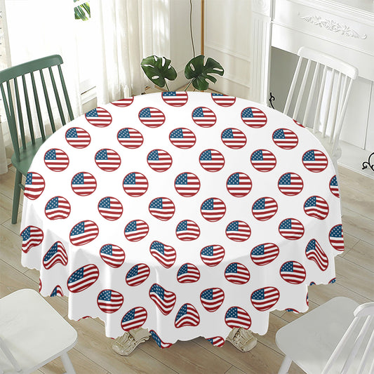 American Circle Flag Pattern Print Waterproof Round Tablecloth