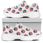 American Circle Flag Pattern Print White Chunky Shoes