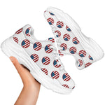 American Circle Flag Pattern Print White Chunky Shoes