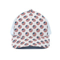 American Circle Flag Pattern Print White Mesh Trucker Hat