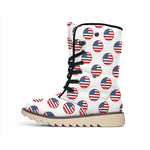 American Circle Flag Pattern Print Winter Boots