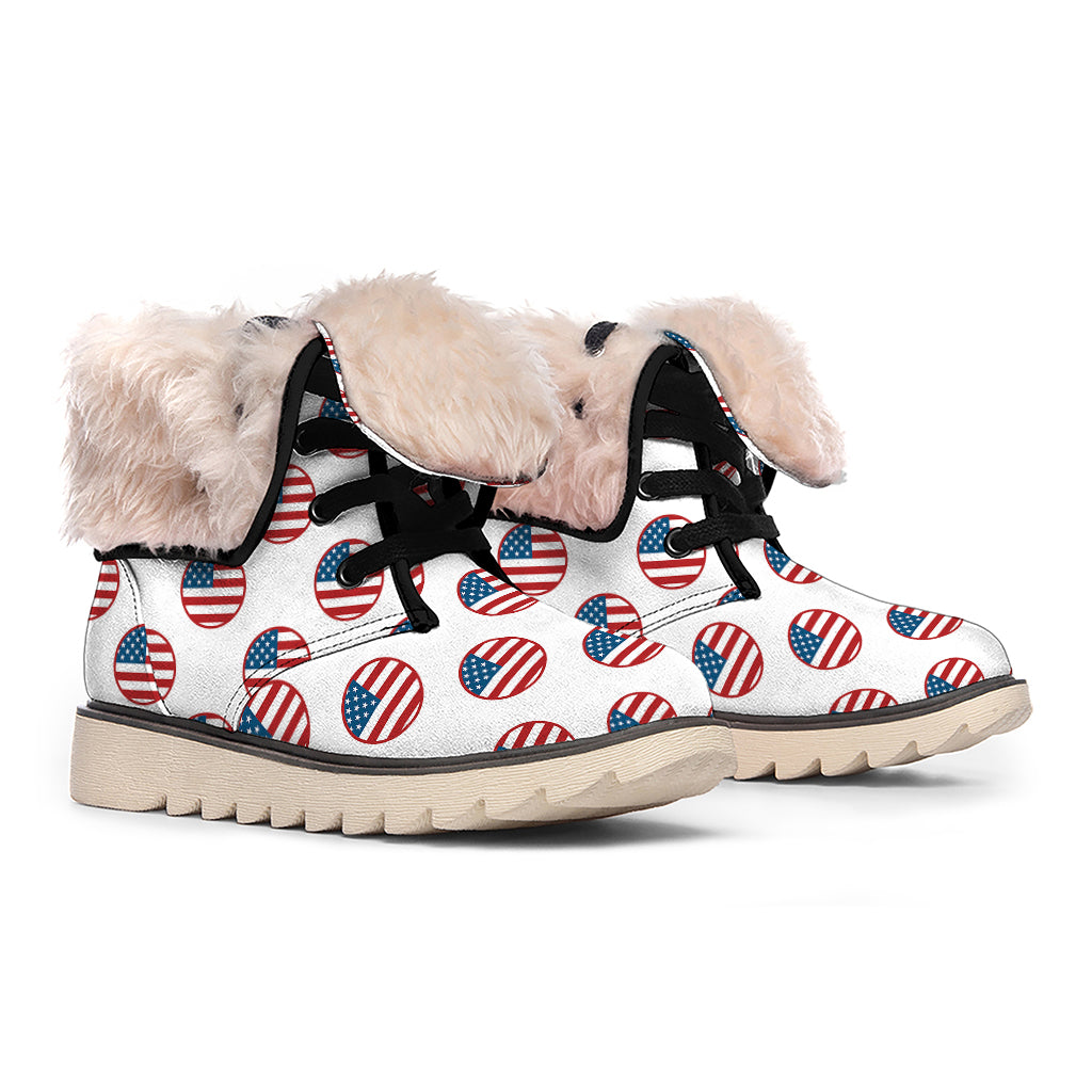 American Circle Flag Pattern Print Winter Boots