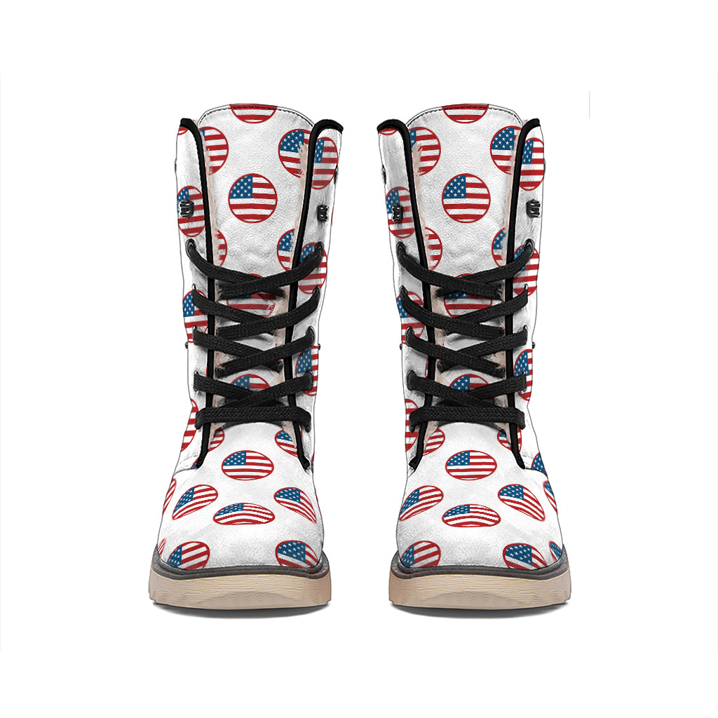 American Circle Flag Pattern Print Winter Boots