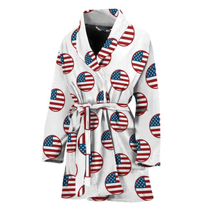 American Circle Flag Pattern Print Women's Bathrobe