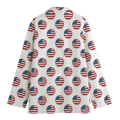 American Circle Flag Pattern Print Women's Blazer