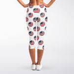 American Circle Flag Pattern Print Women's Capri Leggings