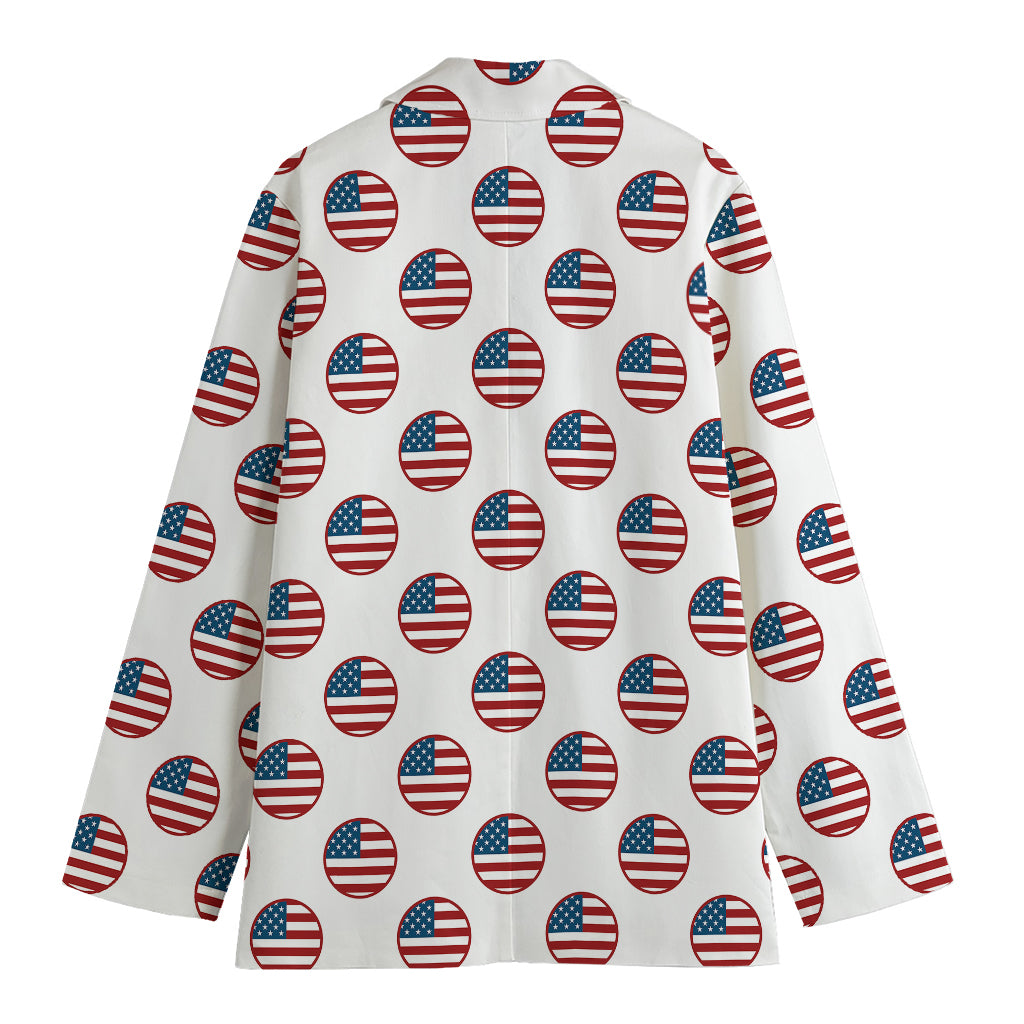 American Circle Flag Pattern Print Women's Cotton Blazer