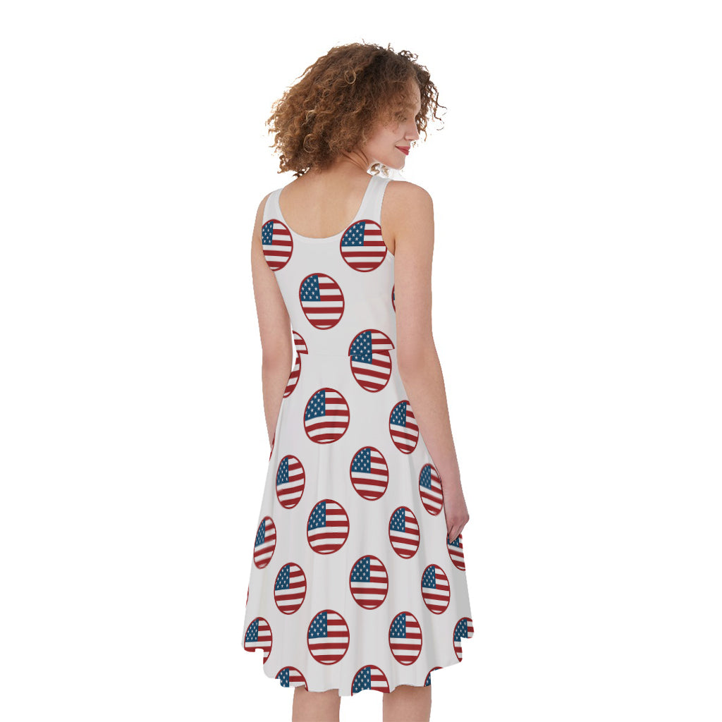 American Circle Flag Pattern Print Women's Sleeveless Dress
