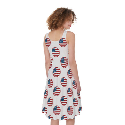 American Circle Flag Pattern Print Women's Sleeveless Dress
