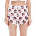 American Circle Flag Pattern Print Women's Split Running Shorts