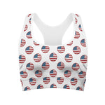 American Circle Flag Pattern Print Women's Sports Bra