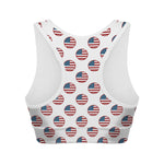 American Circle Flag Pattern Print Women's Sports Bra