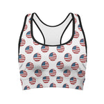 American Circle Flag Pattern Print Women's Sports Bra